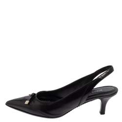 مملوكة مسبقًا Louis Vuitton Black Leather Slingback Sandals Size 36