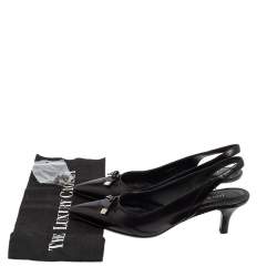 مملوكة مسبقًا Louis Vuitton Black Leather Slingback Sandals Size 36