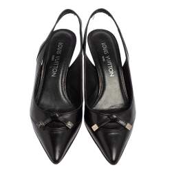 مملوكة مسبقًا Louis Vuitton Black Leather Slingback Sandals Size 36