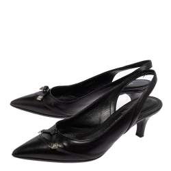 مملوكة مسبقًا Louis Vuitton Black Leather Slingback Sandals Size 36