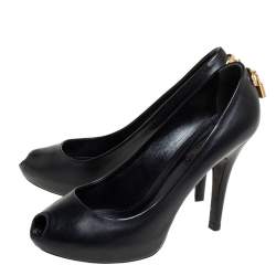 Pre Owned حذاء كعب عالي لوي فيتون أوه ريلي! جلد أسود مقاس 38