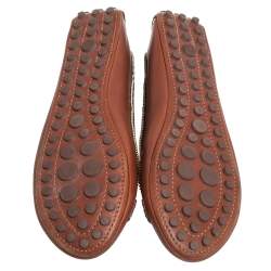 Pre Owned Louis Vuitton Brown Leather Oxford Chain Detail Ballet Flats Size 38