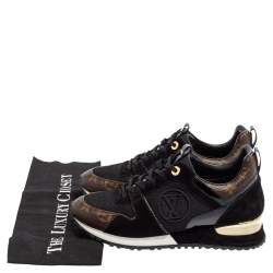 Louis Vuitton Black/Brown Mesh And Monogram Canvas Run Away Low Top Sneakers Size 38