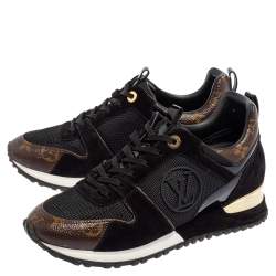 Louis Vuitton Black/Brown Mesh And Monogram Canvas Run Away Low Top Sneakers Size 38