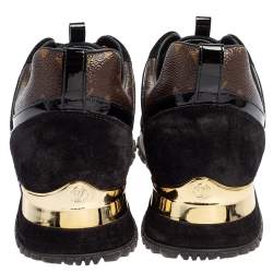 Louis Vuitton Black/Brown Mesh And Monogram Canvas Run Away Low Top Sneakers Size 38