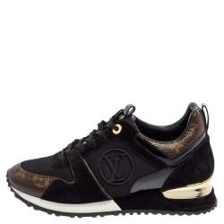 Louis Vuitton Black/Brown Mesh And Monogram Canvas Run Away Low Top Sneakers Size 38