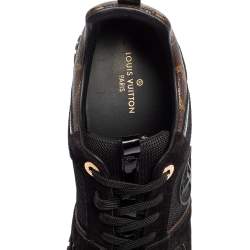 Louis Vuitton Black/Brown Mesh And Monogram Canvas Run Away Low Top Sneakers Size 38