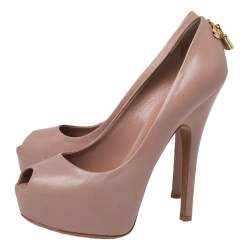 Louis Vuitton Pink Leather Platform Oh Really! Peep Toe Pumps Size 37.5