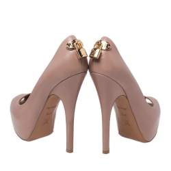 Louis Vuitton Pink Leather Platform Oh Really! Peep Toe Pumps Size 37.5