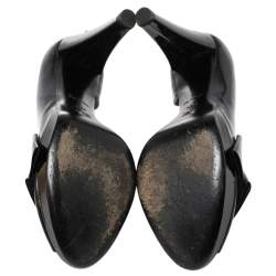 Pre Owned حذاء كعب عالى لوى فيتون نعل سميك دورسيه مقدمة مفتوحة جلد لامع أسود مقاس 38.5