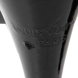 Pre Owned حذاء كعب عالى لوى فيتون نعل سميك دورسيه مقدمة مفتوحة جلد لامع أسود مقاس 38.5