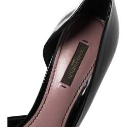 Pre Owned حذاء كعب عالى لوى فيتون نعل سميك دورسيه مقدمة مفتوحة جلد لامع أسود مقاس 38.5