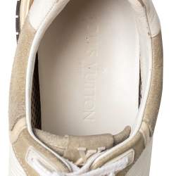 Louis Vuitton White/Grey Suede And Leather Run Away Low Top Sneakers Size 37