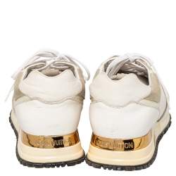 Louis Vuitton White/Grey Suede And Leather Run Away Low Top Sneakers Size 37