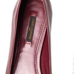 Pre Owned Louis Vuitton Burgundy Leather Embellished Ballet Flats Size 39