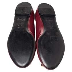 Pre Owned Louis Vuitton Burgundy Leather Embellished Ballet Flats Size 39