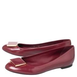 Pre Owned Louis Vuitton Burgundy Leather Embellished Ballet Flats Size 39