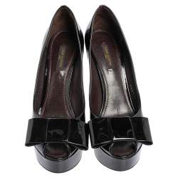 مملوكة مسبقًا  Louis Vuitton Amarante Monogram Vernis True Peep Toe Platform Pumps Size 38