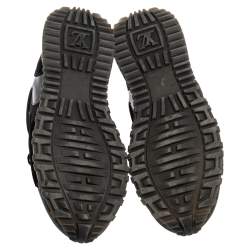 Pre Owned Louis Vuitton Black/Brown Monogram Mesh And Leather Run Away  Sneakers Size 38