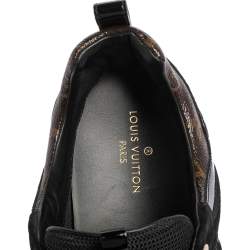 Pre Owned Louis Vuitton Black/Brown Monogram Mesh And Leather Run Away  Sneakers Size 38