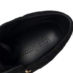 مملوكة مسبقًا Louis Vuitton Black Monogram Suede and Leather Cliff Top Lace Up Sneakers Size 41