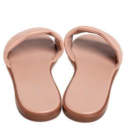 Pre Owned Louis Vuitton Beige Monogram Embossed Leather Revival Flat Flat Mule Size 38