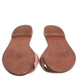 Pre Owned Louis Vuitton Beige Monogram Embossed Leather Revival Flat Flat Mule Size 38