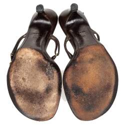 Louis Vuitton Brown Leather LV Charms Thong Sandals Size 40.5