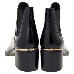 Pre Owned Louis Vuitton Black Patent Leather Chelsea Ankle Boots Size 37