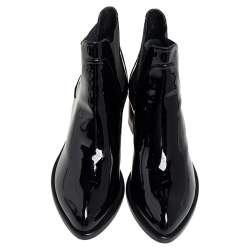 Pre Owned Louis Vuitton Black Patent Leather Chelsea Ankle Boots Size 37