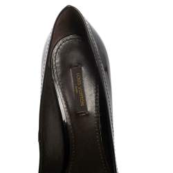 Pre Owned Louis Vuitton Burgundy Patent Leather and Monogram Canvas Idylle Buci Open Toe Pumps Size 39
