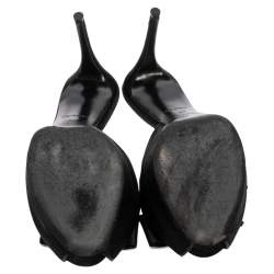 Pre Owned Louis Vuitton Black Satin Embellished Peep Toe Slide Sandals Size 40