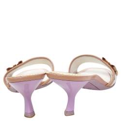 Pre Owned Louis Vuitton Multicolor Monogram Canvas And Leather Slide Sandals Size 37