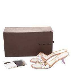 Pre Owned Louis Vuitton Multicolor Monogram Canvas And Leather Slide Sandals Size 37