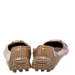 Pre Owned Louis Vuitton Gold Patent Leather Ballet Flats Size 36