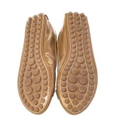 Pre Owned Louis Vuitton Gold Patent Leather Ballet Flats Size 36