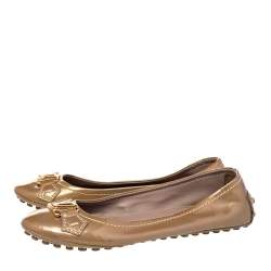 Pre Owned Louis Vuitton Gold Patent Leather Ballet Flats Size 36