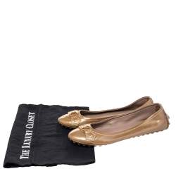 Pre Owned Louis Vuitton Gold Patent Leather Ballet Flats Size 36