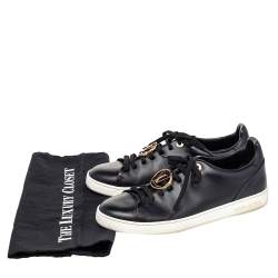 Louis Vuitton Black Leather Front Row Line Sneakers Size 38