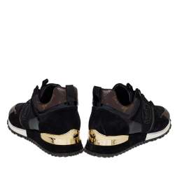 Louis Vuitton Black/Brown Mesh And Monogram Canvas Run Away Low Top Sneakers Size 40