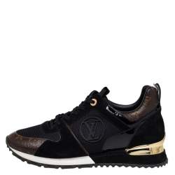 Louis Vuitton Black/Brown Mesh And Monogram Canvas Run Away Low Top Sneakers Size 40