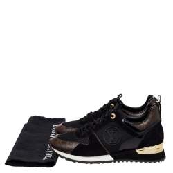 Louis Vuitton Black/Brown Mesh And Monogram Canvas Run Away Low Top Sneakers Size 40