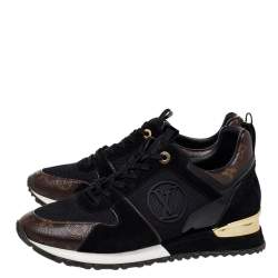Louis Vuitton Black/Brown Mesh And Monogram Canvas Run Away Low Top Sneakers Size 40