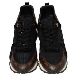 Louis Vuitton Black/Brown Mesh And Monogram Canvas Run Away Low Top Sneakers Size 40