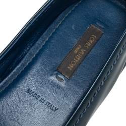 Pre Owned Louis Vuitton Blue Patent Leather Oxford Ballet Flats Size 37