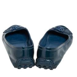 Pre Owned Louis Vuitton Blue Patent Leather Oxford Ballet Flats Size 37