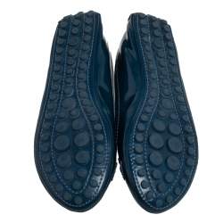 Pre Owned Louis Vuitton Blue Patent Leather Oxford Ballet Flats Size 37
