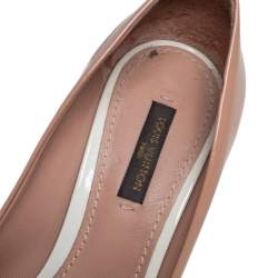 Louis Vuitton Beige Patent Leather Eyeline Peep Toe Platform Pumps Size 37