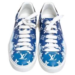 Louis Vuitton Blue/White Patent Monogram Canvas Escale Time Out Sneakers Size 40