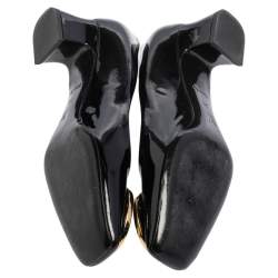 Pre Owned حذاء كعب عالي لوي فيتون مادلين جلد لامع أسود مقاس 38